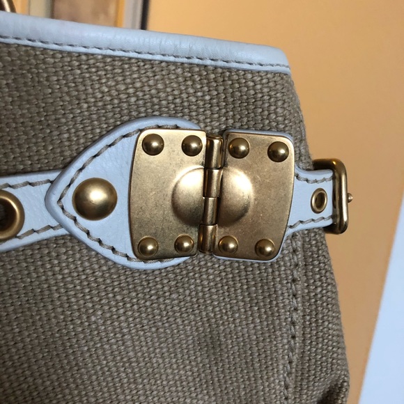 Miu Miu Leather & Burlap Satchel - Picture 10 of 11